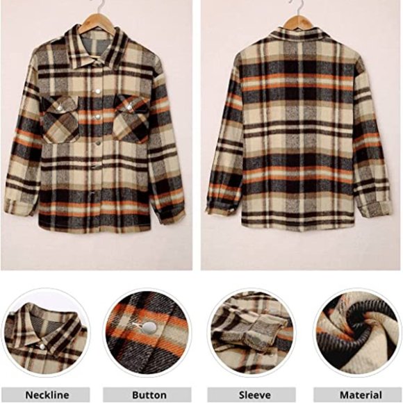 New - Women's Plaid Long Sleeve Button Down Shacket Shirt - Size Small - Picture 5 of 5